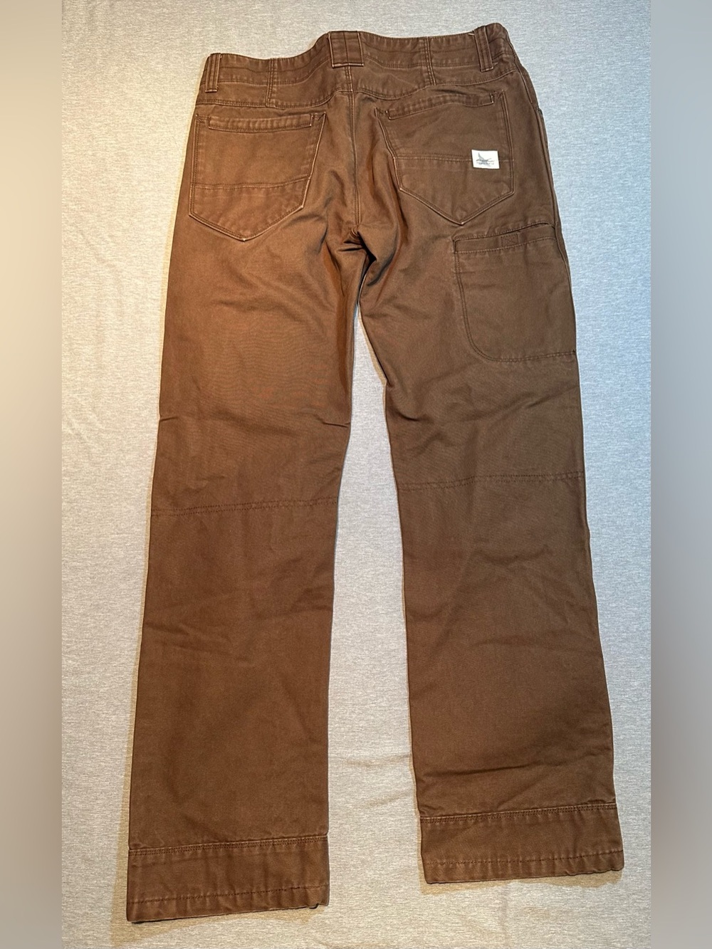 Eddie Bauer Double-Knee Workwear Utility Pants in a Durable Brown Duck Canvas - Picture 2 of 6